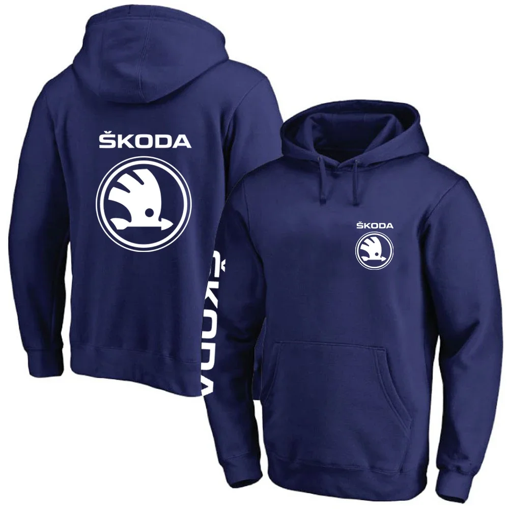 2023 New Men's Spring Autumn Skoda Car Logo Casual Harajuku Sweatshirt Printing Cotton Customize High Street Hoodie Jackets Coat