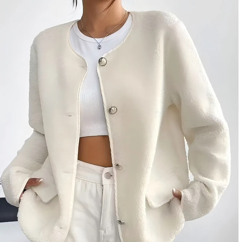 

2025 Autumn and Winter Hot Sale New Coat Women's Solid Color Long-sleeved Jacket Top