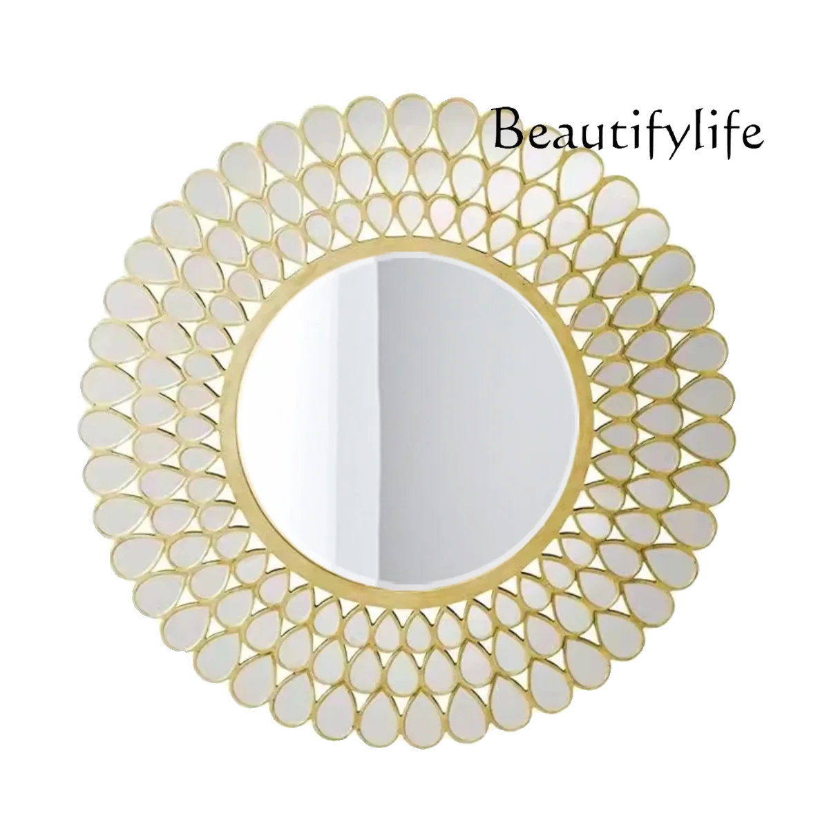 

American living room entrance circular art mirror creative background wall wall hanging dining side decorative mirror