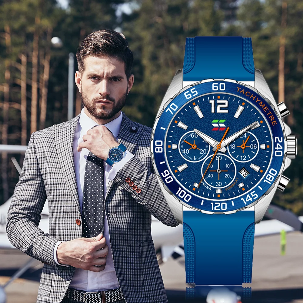 2023 SWISH Sport Luxury Watch for Men Sport Chronograph Blue Wrist Watch Casual Male Watches Waterproof Clock Relogio Masculino