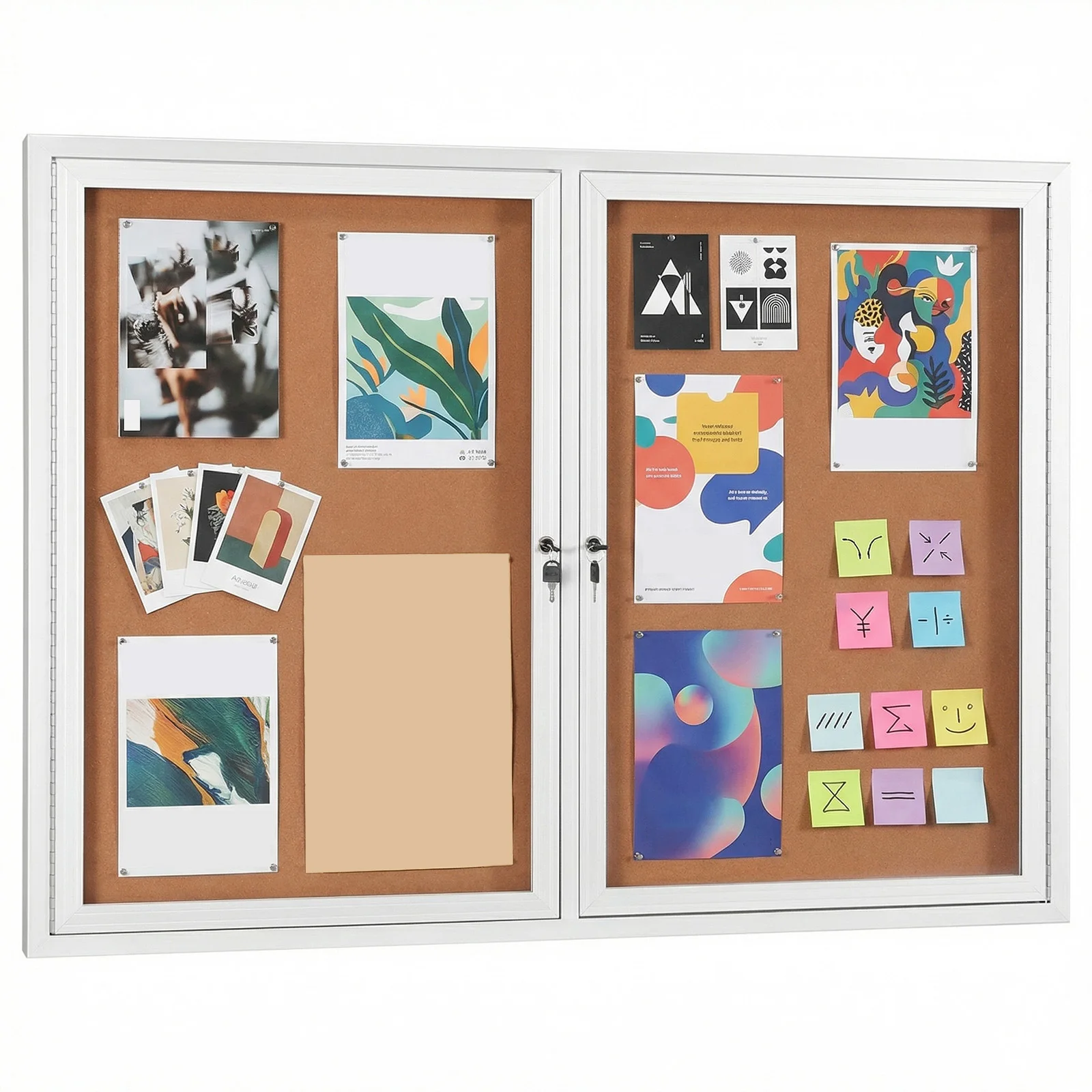 

Weatherproof Cork Noticeboard Aluminum Frame Enclosed Cork Board with Glass Locking Door for School Office Classroom Commercial
