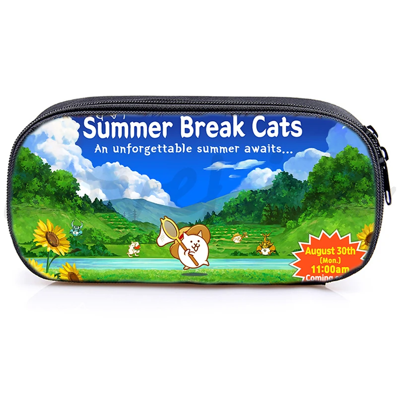 The Battle Cats Pencil Case Kids Cartoon Game Print Pencil Box Children Pen Bag Students Boys Girls Storage Bags Cosmetic Cases