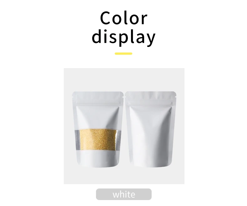 100 matte, selbststehende, sichtbare Fensterbeutel für Lebensmittel, verdickte Aluminiumfolie, Aufbewahrung von Süßigkeiten, Snacks, feuchtigkeitsbeständig, versiegelte Mylar-Beutel, Farbe – Detail 6