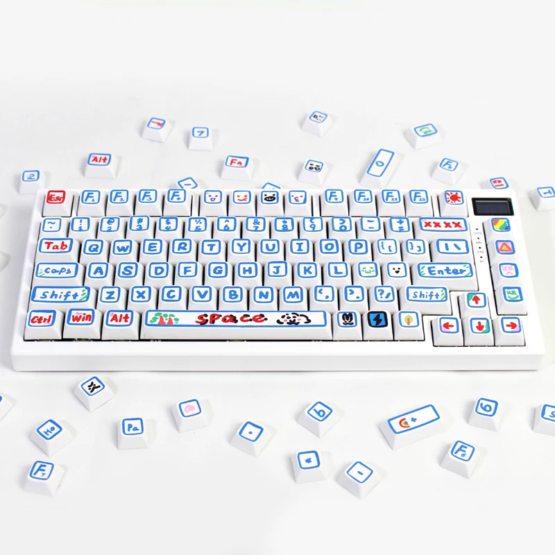 Hand-printed Cute Keycaps Set for Mechanical Keyboard Keycaps Gaming Custom Keyboard 60% 65% 75% 95% 100% 80%