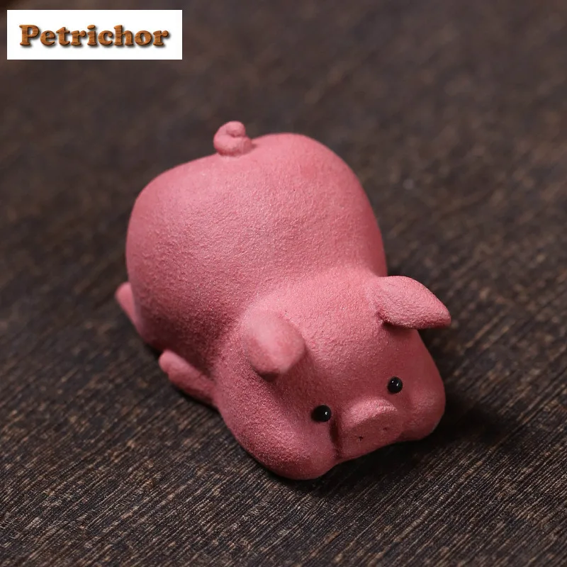 Yixing Purple Clay Mini Little Pink Pig Tea Pet Retro Flowerpot Landscaping Tea Figurine Play Toys Tea Statue Ornaments Gift - view 4
