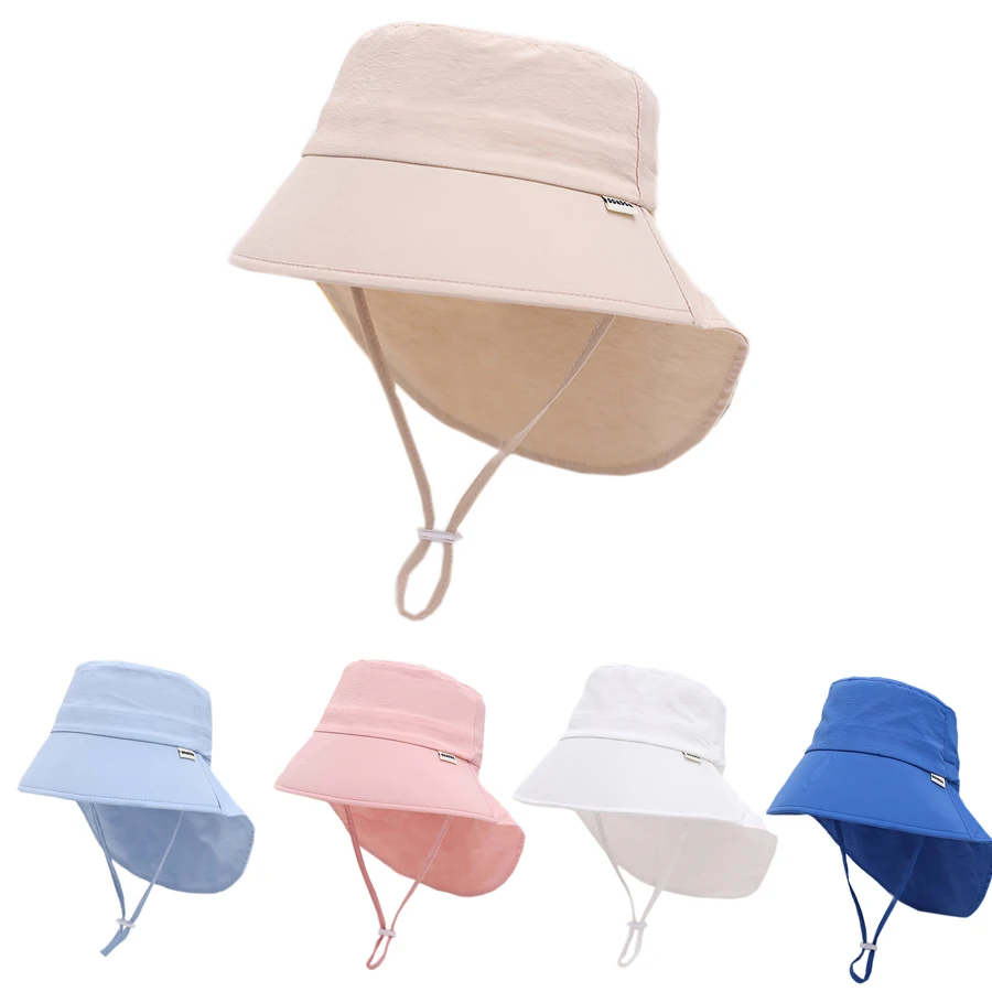 

2025 Children's Quick-drying Bucket Hat Baby Boy Girl UV Protection Sun Hats Panama Kids Soild Color Outdoor cCaps 0-8 Years