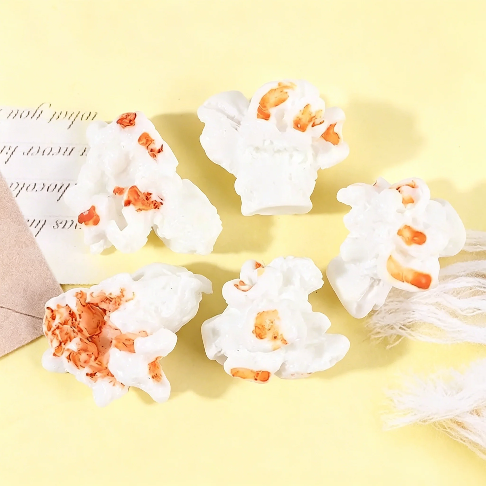 10Pcs Resin Popcorn Ornaments, DIY Earring Supply & Miniature Scene Decor