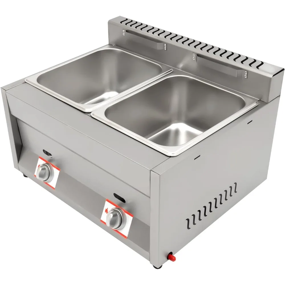 

Фритюрница на пропане, столешница с 2 барабанами, газовая фритюрница из нержавеющей стали на 12 л с 2 крышками, 2 резервуара на 6 л для домашней кухни Resta