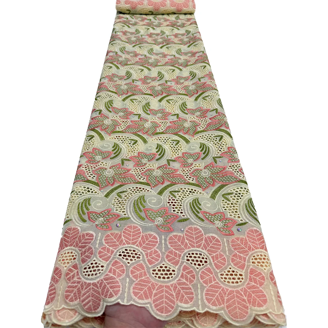 

2026 Fashion French Nigerian Lace 5Yards Swiss Voile Cotton Lace For Women Wedding Evening Party Dress Cotton Fabric