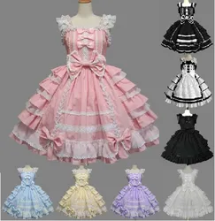 Classic Lolita Dress Women's Layered Cosplay Costume Cotton JSK Dress for Girl