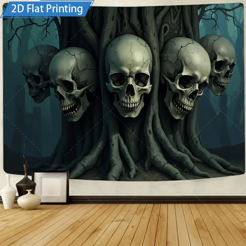 

1шт настенный гобелен готические черепа в корнях дерева гобелен-темный лес декор на Хэллоуин