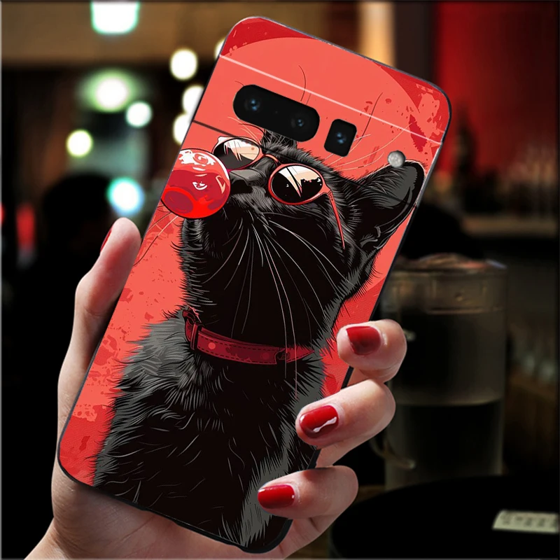 

Phone Case For Google Pixel 10 9 Pro XL 9A 8 7 6 Pro Pixel 8A 7A 6A Pixel 8 7 6 5 Black CatsCase