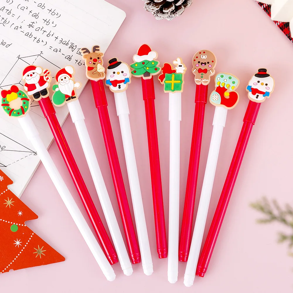 24 Pcs Snowman Reindeer Grandpa Christmas Patches Gel Pens,Cute Creative Christmas Neutral Pens