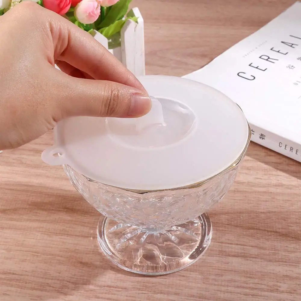 Safe Grade Silicone White Cup Cover Bowl Lid Heat-resistant Prevent Dust and Flies Universal