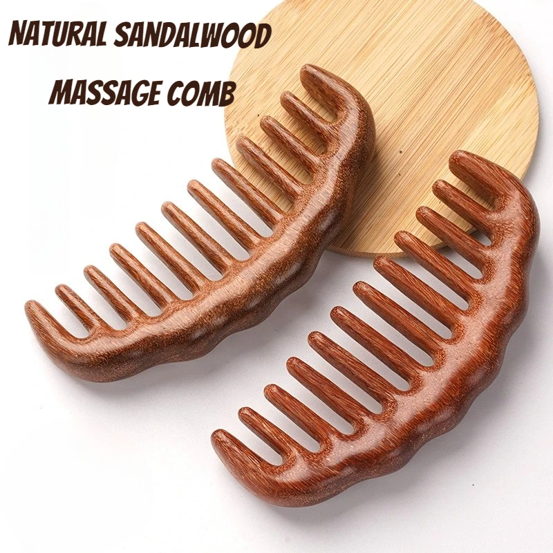 Natural Sandalwood Hair Comb Wide Tooth Detangling Hair Brush Women Wooden Detangle Combs Anti-Static Scalp Massager Hair Care