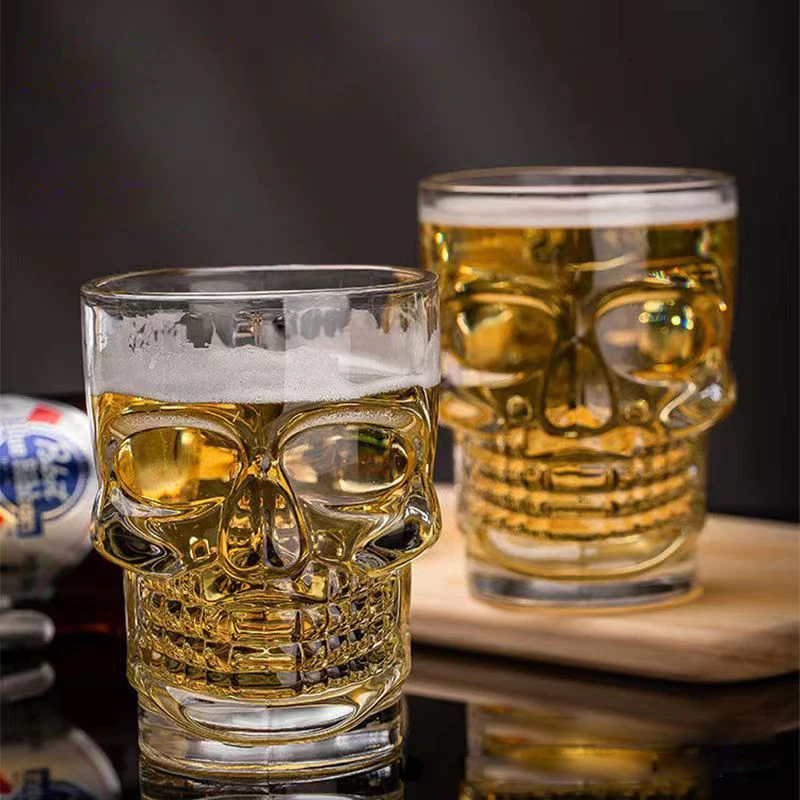 Halloween Large Capacity Glass Cup, Beer Cup, Craft Beer Cup, Creative Skull Cocktail Cup Latte Coffee Cup Totem Skull Ghost Fac