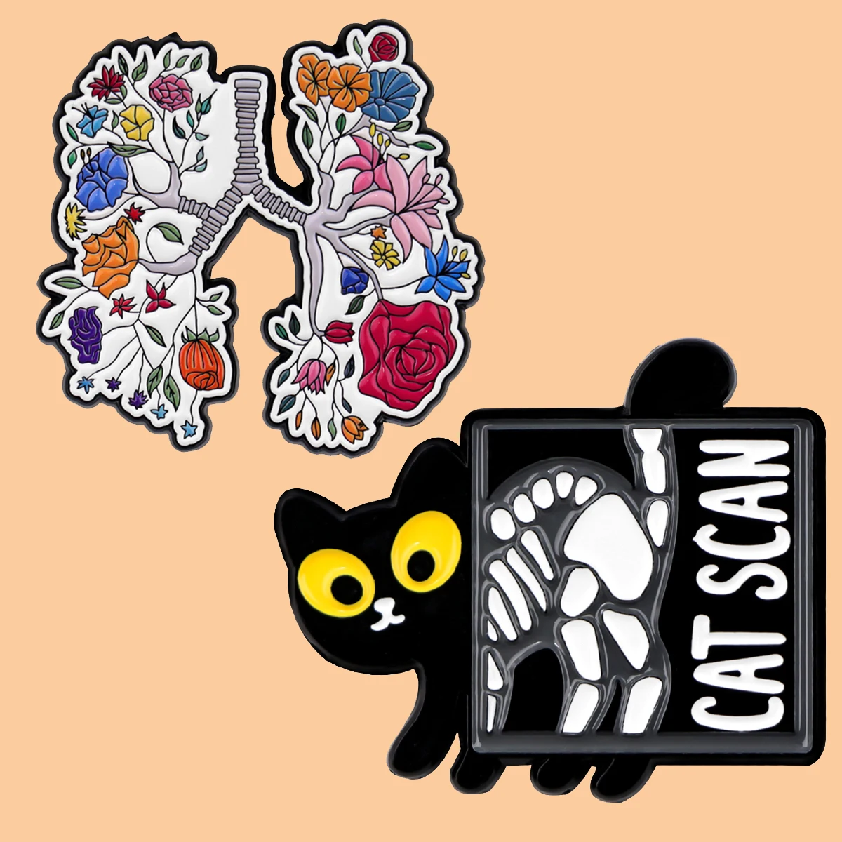 

Human Organ Lungs Black Cat X-ray Doctor Enamel Pin Lapel Pins Badge Clothes Backpack Decoration Jewelry Accessories Gifts