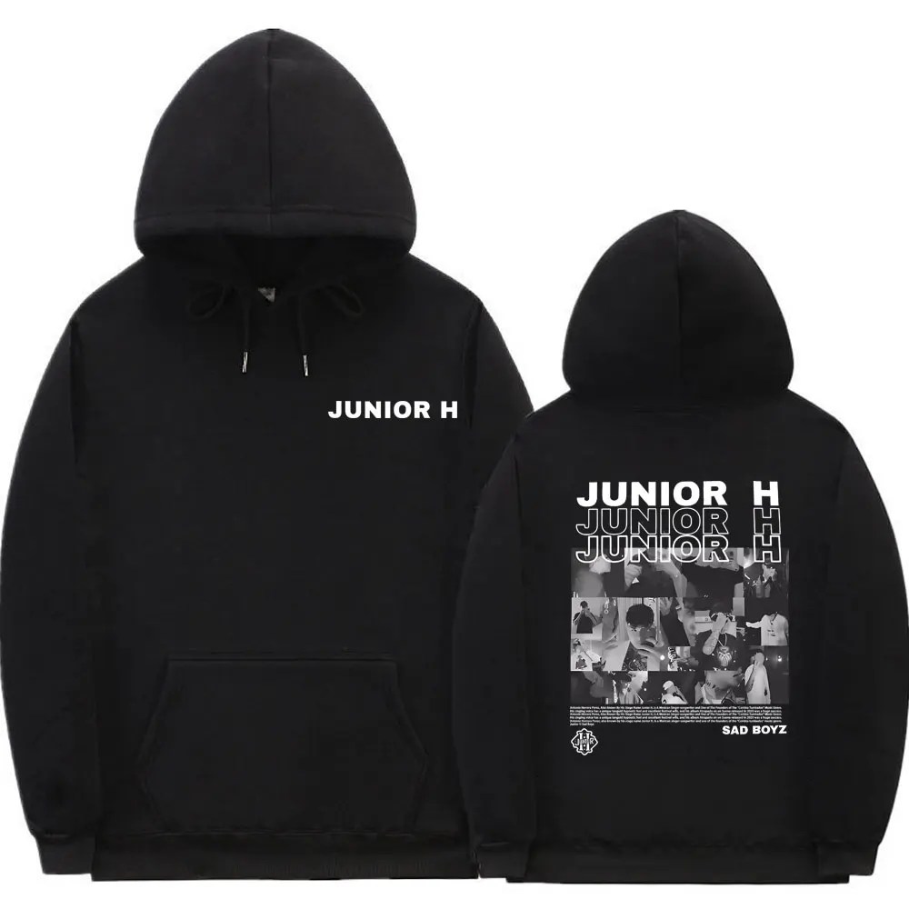 Singer Junior H Sad Boyz álbum gráfico Hoddie hombres mujeres moda ropa de calle de gran tamaño hombres Hip Hop Harajuku pulóver sudaderas con capucha