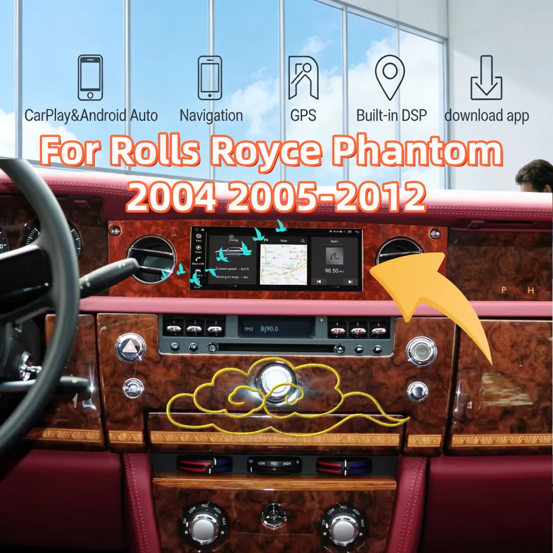 

Автомобильный радиоэкран для Rolls Royce Phantom 2004 2005-2012 Android 13, мультимедийный плеер, GPS Carplay, навигация, автоматический видеодисплей