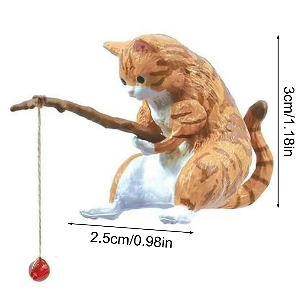 1PC Cat Fishing Aquarium Decoration Fish Tank Landscaping Statues Display Fishing Cat Hanging Decorations images - 6