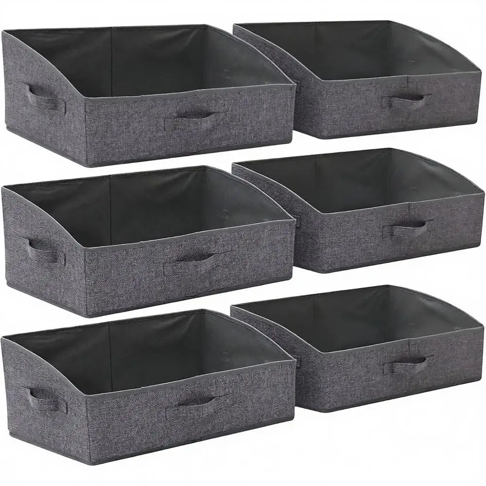 

Набор из 6 трапециевидных тканевых органайзеров для хранения, льняные коробки, полки для одежды, система хранения для гардероба
