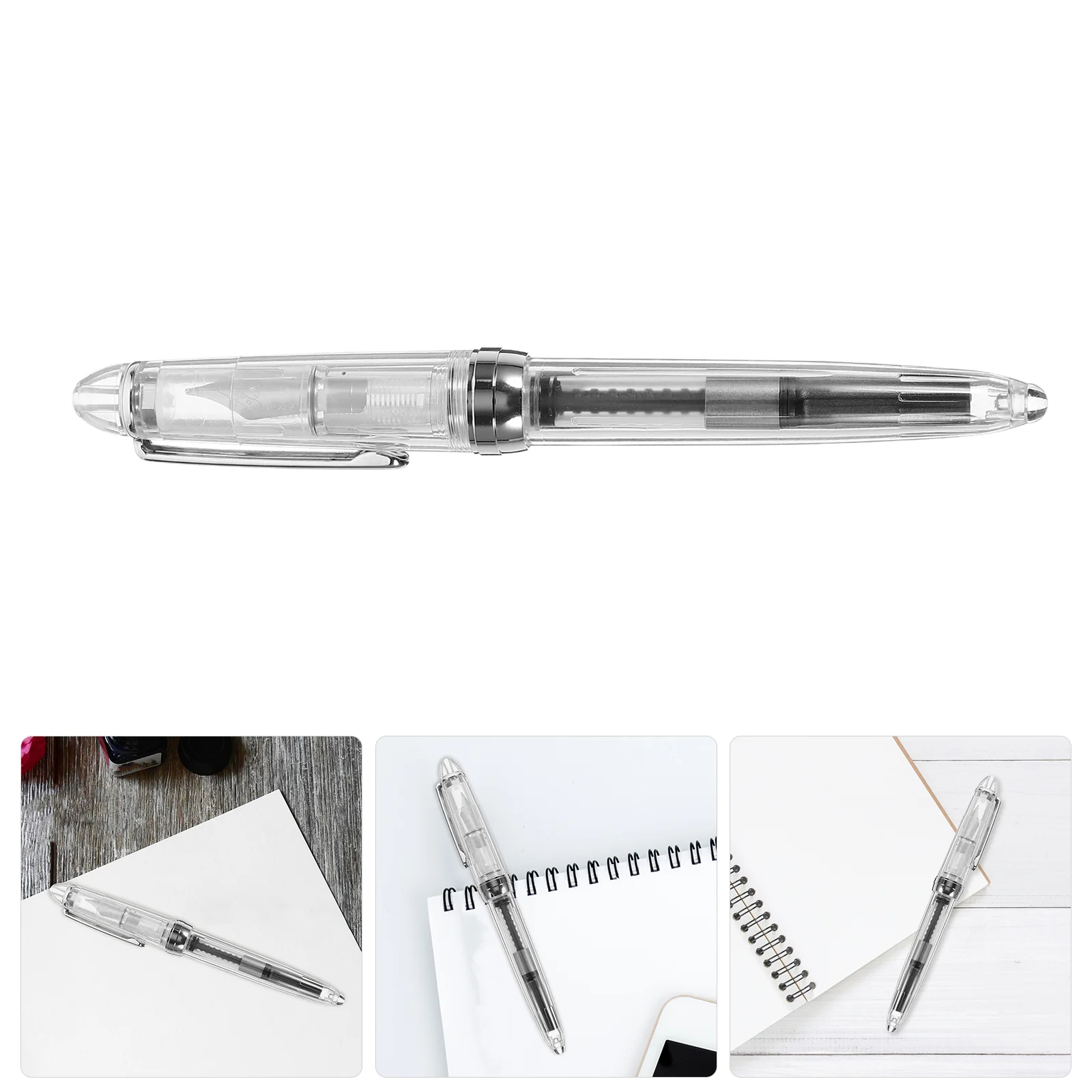 

Transparent Acrylic Rotating Fountain Pen Smooth Writing Pocket Size Inhao Ink Filler Office School Calligraphy