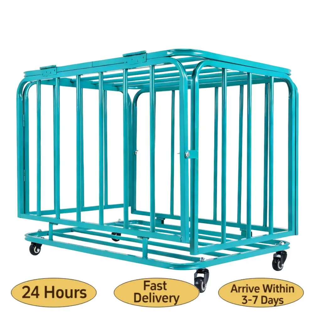 

Folding Sports Equipment Organizer Storage Basket with Wheels and Lid Rolling Ball Storage Holder Cart Ideal for School Or Gym