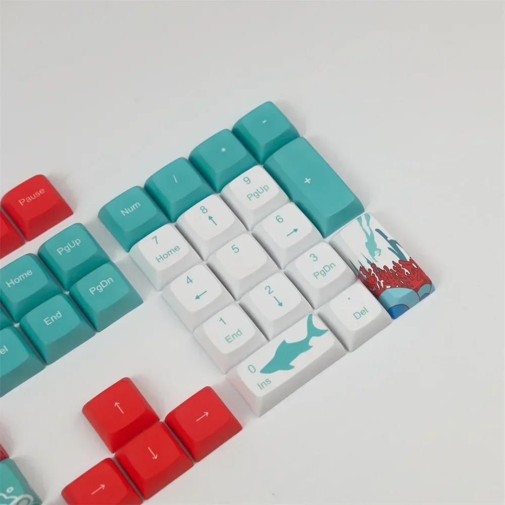 XDA Coral Sea PBT five-sided sublimation keycap personalized ball cap mechanical keyboard with a small full set of 7U supplement