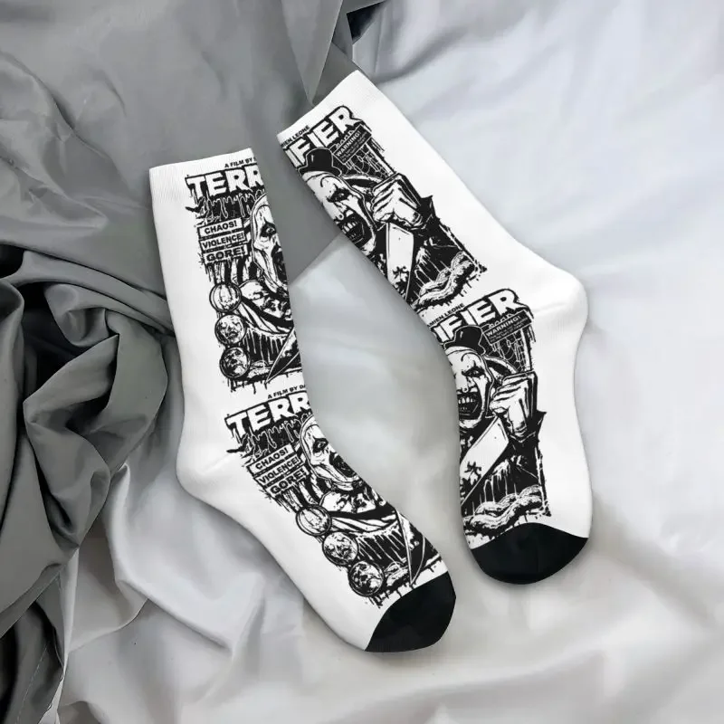 Cool Printing Terrifier Movie Clown Socks for Women Men Stretch Summer Autumn Winter Halloween Horror Crew Socks