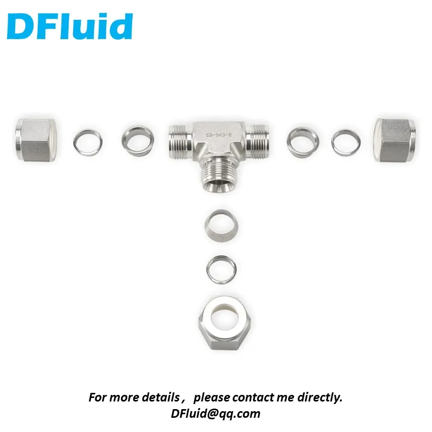 316 Stainless Steel Union Tee 3 Way Double Ferrule Compression Connector 1/8 1/4 3/8 1/2 6 8mm Pipe Fitting Gas replace Swagelok