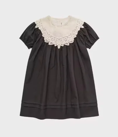 ss26 lou kids dress for girls cute embroidery short sleeve princess dresses