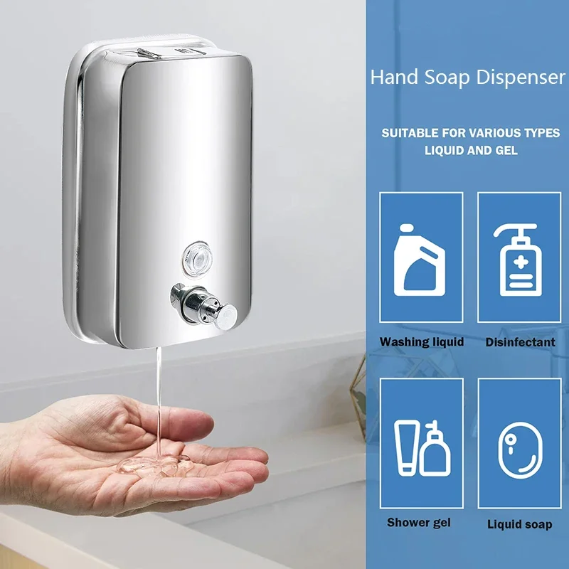 Dispenser di shampoo da bagno da 500 ml Dispenser di sapone manuale a parete Disinfettante per le mani Gel doccia Contenitore per dispenser di liquidi doccia