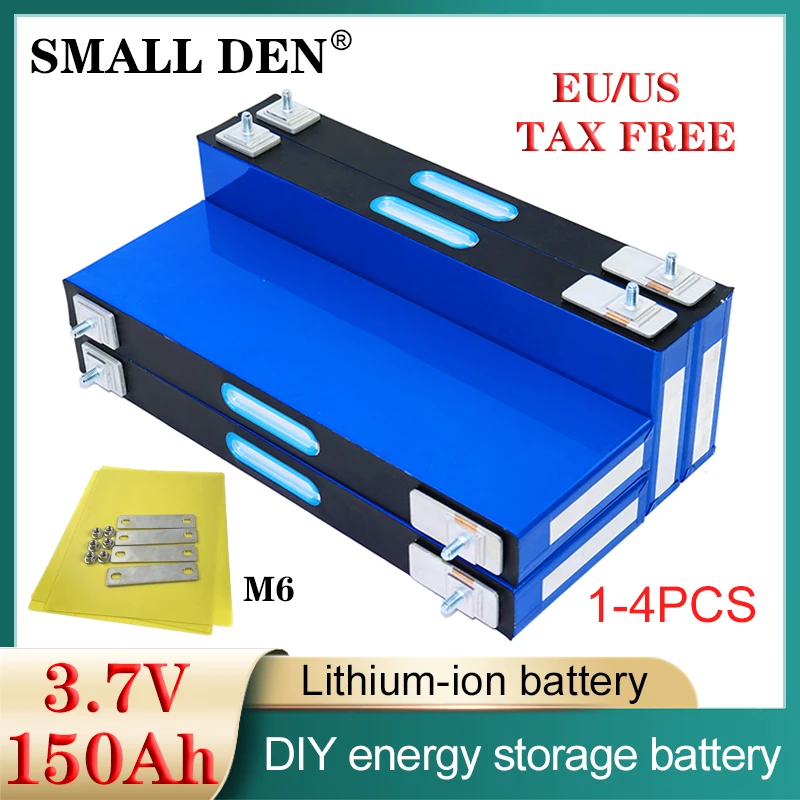 1-4PCS New 3.7V 150Ah Lithium Rechargeable battery 3C High power DIY12v 24v Electric boat EV RV Golf cart Inverter Solar storage