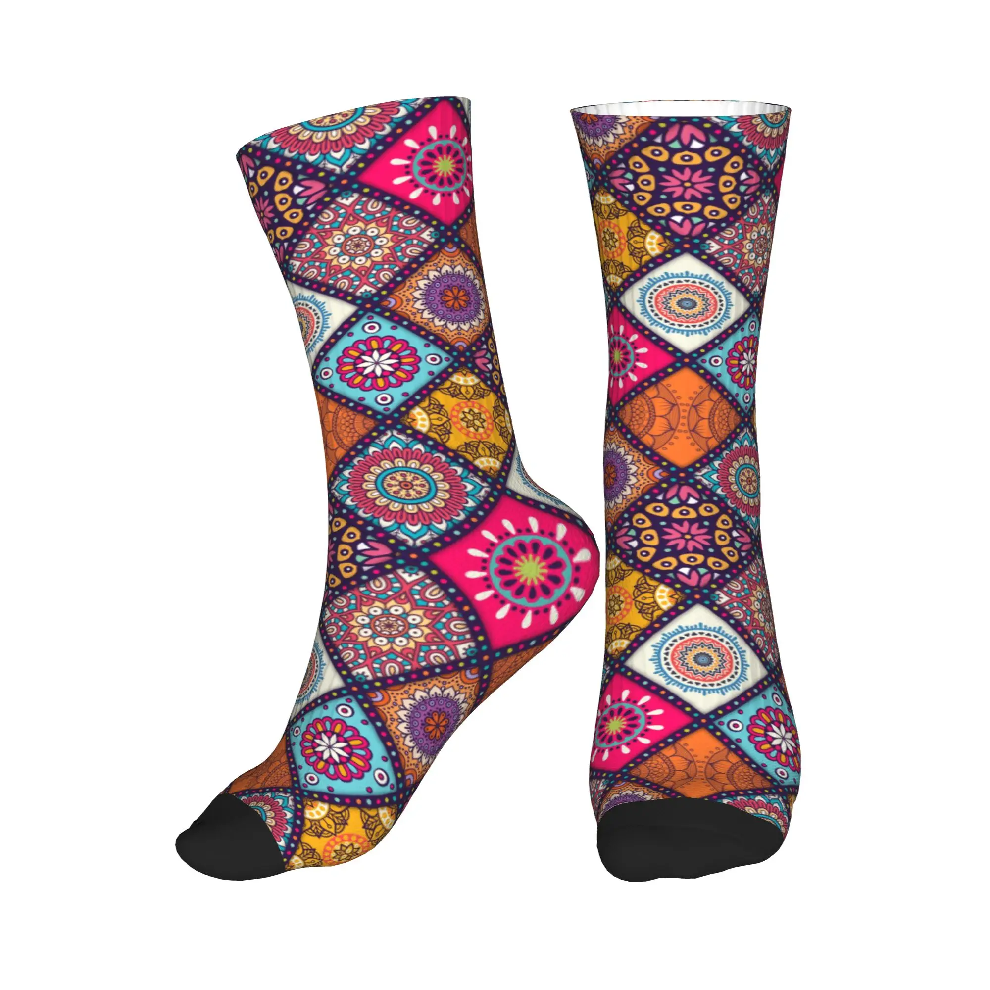 

Ethnic Floral Mandalas Pattern Mens Crew Socks Unisex Kawaii 3D Printed Dress Socks