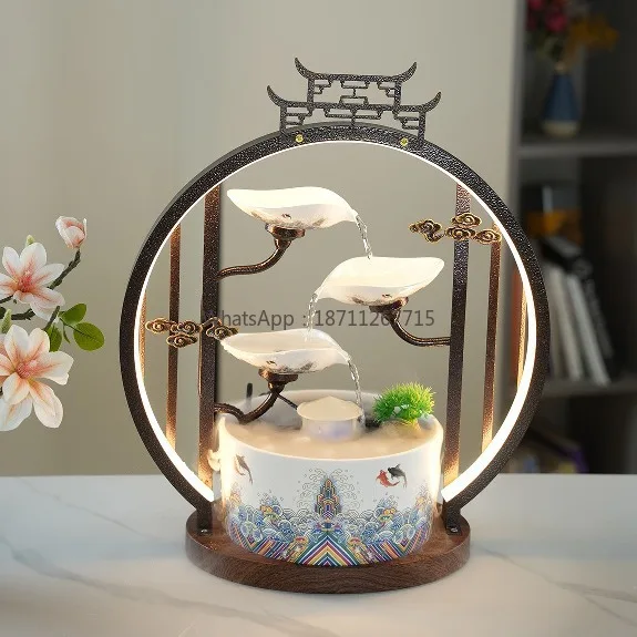 Flowing water ornament, circulating water to attract wealth, living room desktop ornament, home decoration, advanced sense