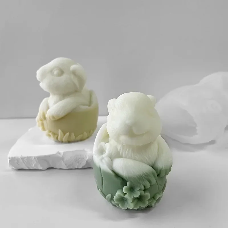 

Easter Shell Breaking Rabbit Aromatherapy Candle Plaster Ornaments DIY Bunny Candle Silicone Mold