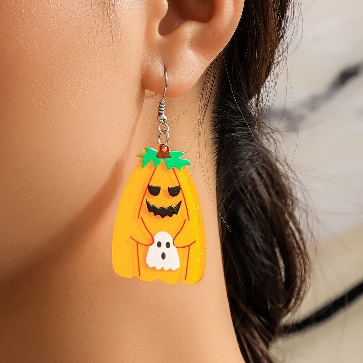 Halloween Scary Pumpkin Shape Acrylic Earrings