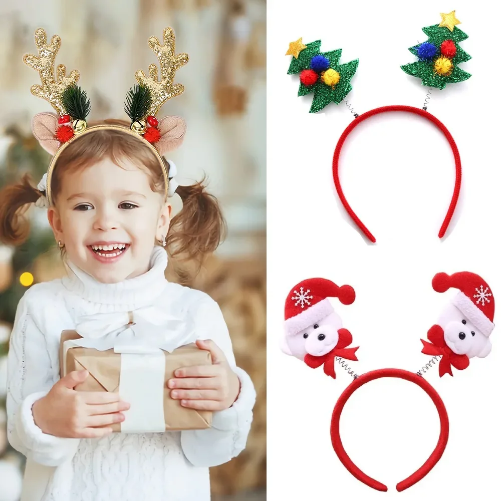 1Pc Christmas Headbands Snowflakes/Antlers/Christmas Tree Decorative Headwear Accessories Xmas Party Head Band Ornament Supplies