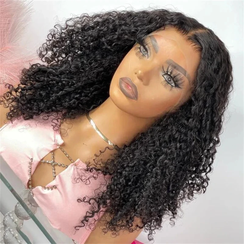 Natural Black 180Density Long Soft 24'' Lase Front Wig For Black  Women Baby Hair Heat Resistant Giueiess Preplucked Daily Wig