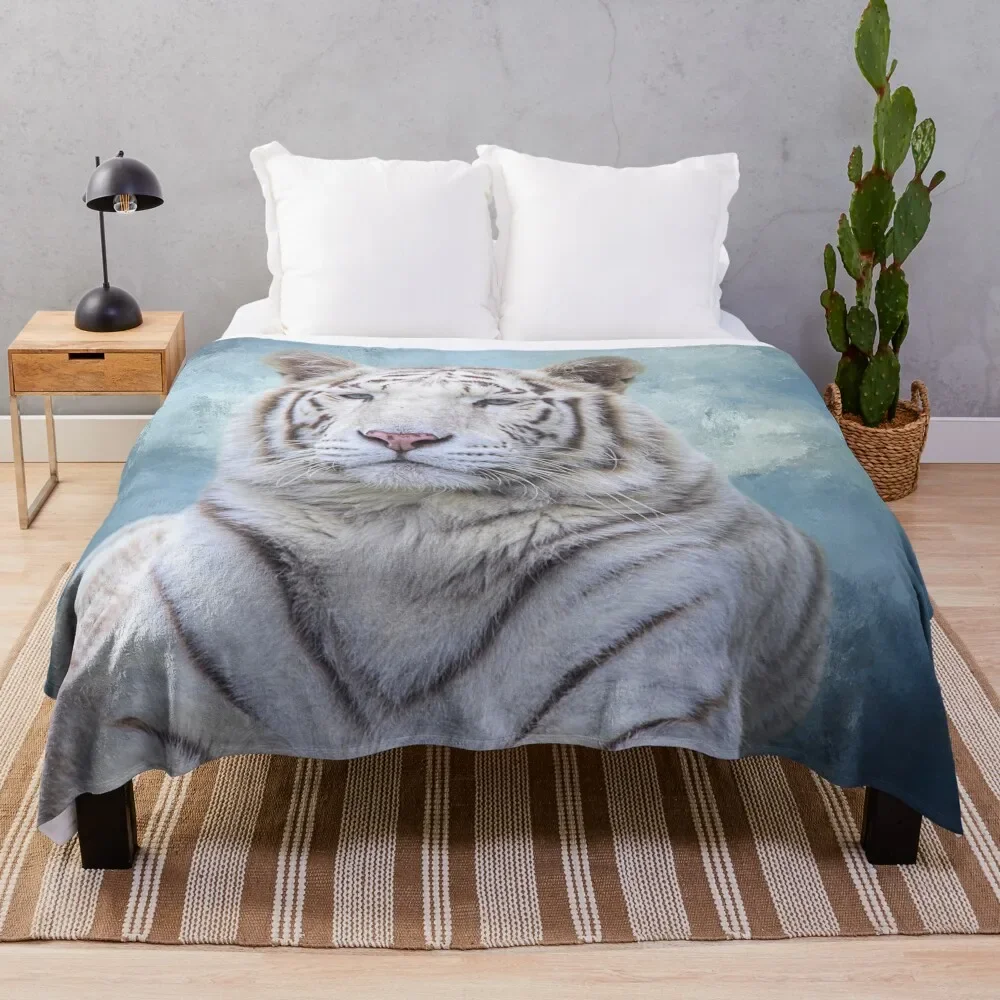 White Bengal Tiger Throw Blanket For Sofa Thin Retros Blankets