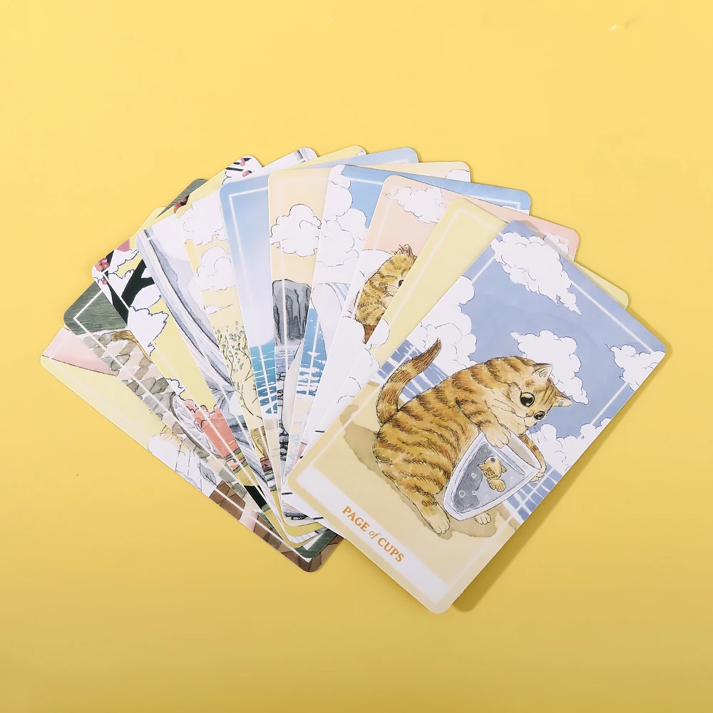 赤い箱のかわいい猫のタロットカードゲームカード、屋内マルチプレイヤーミニゲームカード、猫カード