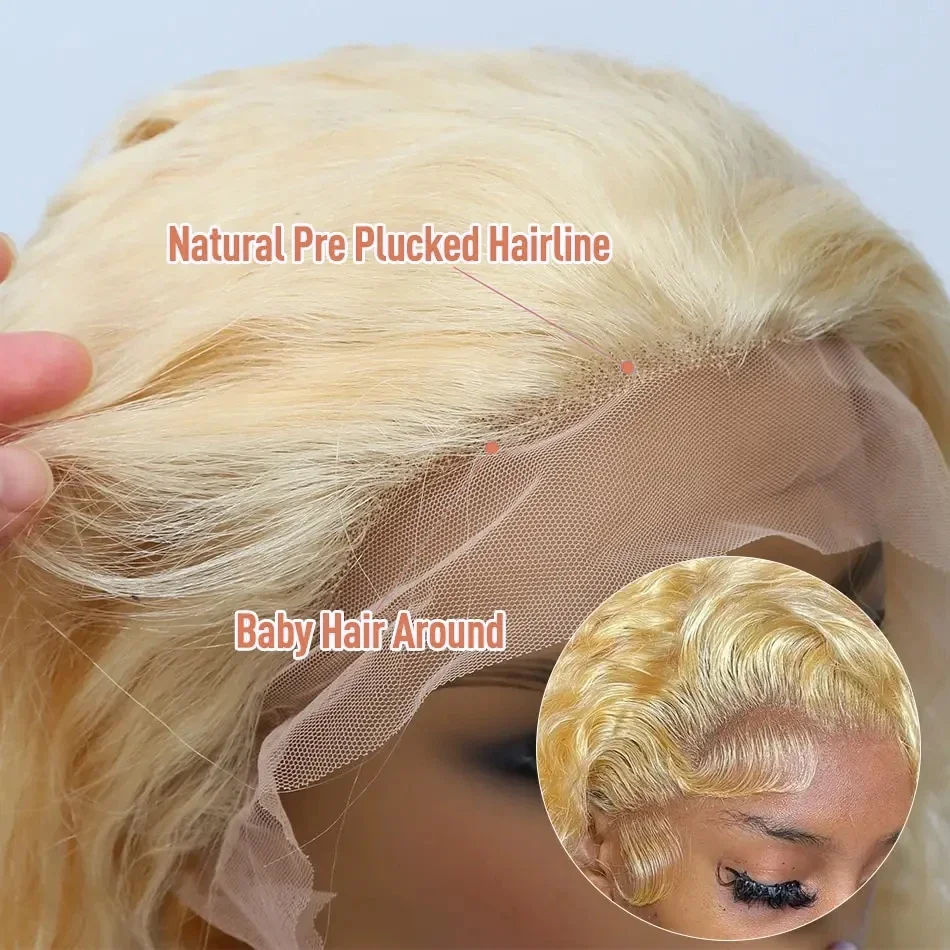 Honey Loiro Lace Front Perucas para Mulheres, Cabelo Humano, Onda Profunda, 13x4 HD Transparente Lace Frontal Perucas, Densidade 180%, 613