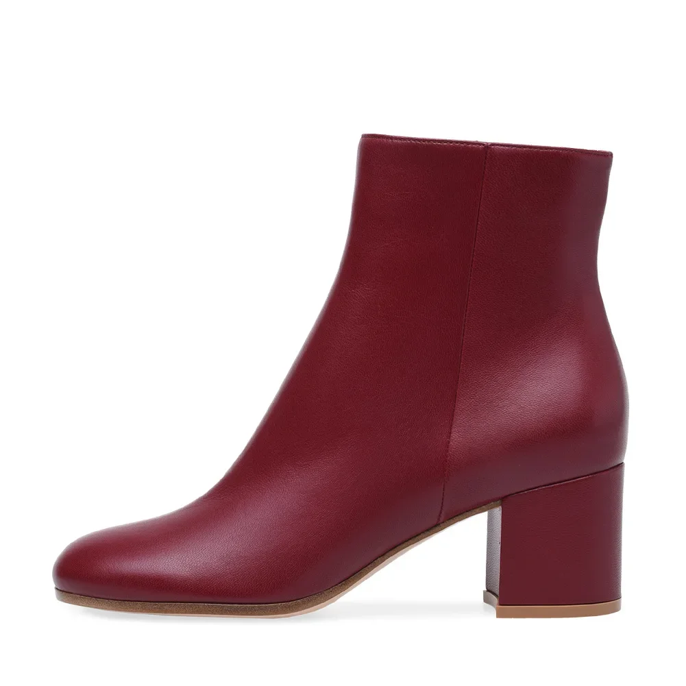 2025 Winter Casual Simple Women Boots Round Toe Chunky Heel Slip On Solid Ankle Boots Mid Heel Leather/suede Large Size Boots