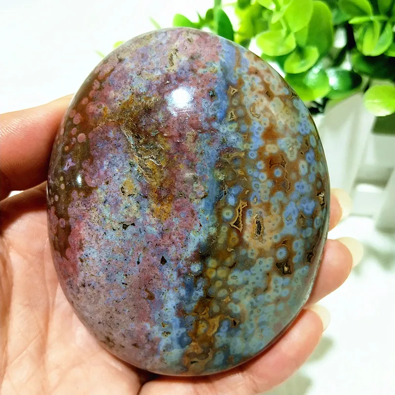 Natural Stones Beautiful Big OceanJasper Palm Spirit Meditation Energy Exorcism Feng Shui Crystal Home Decoration