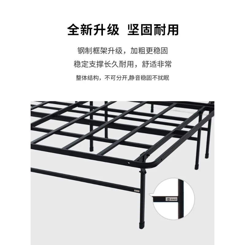 Wrought iron bed frame upgraded bedroom folding installation-free row skeleton