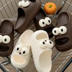 Women Big Eyes Decor EVA Slippers Summer Soft Comfy Platform Beach Slides Non-slip Home Bathroom Men Cute Shoes