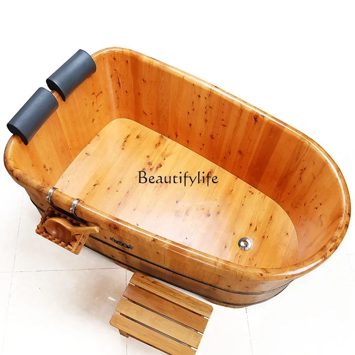 

LJY*Customized bath Adult bath bucket Thickened double bath tub Large wooden bucket