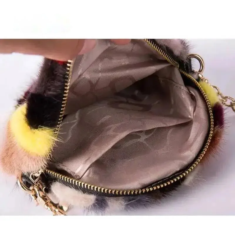 2026 Bag Pure Mink Fur Fashion Banquet Bag Ladies Handbag Solid Cosmetic Bag Travel Bag Crossbody Bag