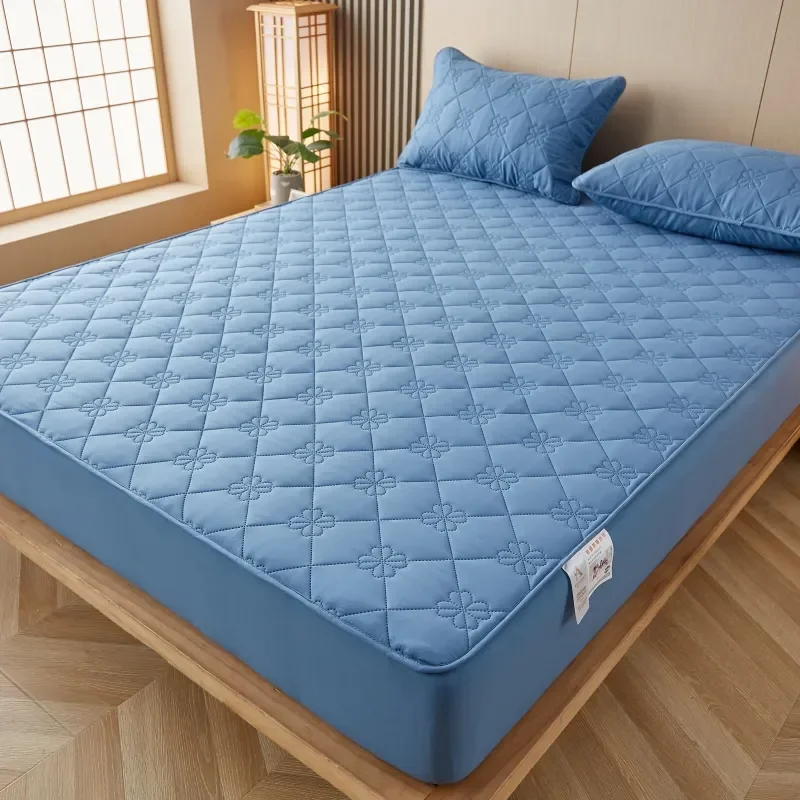 Waterproof Fitted Sheet Quilted Mattress Protcetor Breathable Plain Color Mattress Cover and Bedspread 140*200 160*200