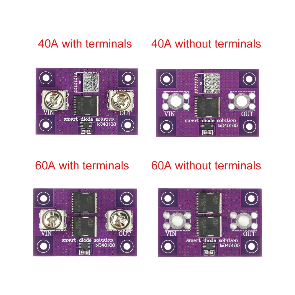 وحدة صمام ثنائي مثالي عالي التيار 40A 60A لا يوجد حد جهد شحن الطاقة الشمسية مضاد للعكس ومضاد للتدفق الخلفي مقوم الصمام الثنائي المثالي
